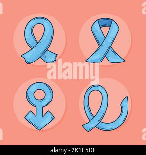 movember-Kampagne setzt vier Symbole Stock Vektor