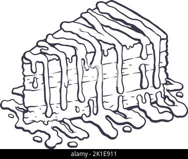 Köstliche Geburtstagstorte Scheibe monochrome Illustration Vektor Illustrationen für Ihre Arbeit Logo, Merchandise T-Shirt, Aufkleber und Label-Designs, Poster Stock Vektor