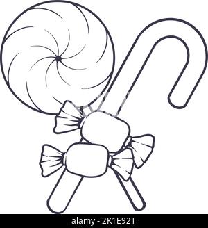 Lustige süße Süßigkeiten monochrome Illustration Vektor Illustrationen für Ihre Arbeit Logo, Merchandise T-Shirt, Aufkleber und Label-Designs, Poster, Gruß Stock Vektor