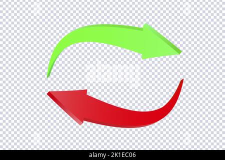 Zwei Pfeile kreisen um die rot-grüne Farbe. Business Infografik Präsentationsdiagramm für Präsentation, Design-Daten Finanzen, Bericht. Abschnitt vergleichen serv Stock Vektor
