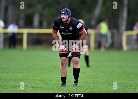 Bedford. Vereinigtes Königreich. 10. September 2022. Championship Rugby. Ampthill Rugby V Trikot Reds . Ampthill Rugby Club. Bedford. Alun Lawrence (Jersey) während des Rugby-Spiels der V Jersey Reds Championship in der Ampthill Rugby. Stockfoto