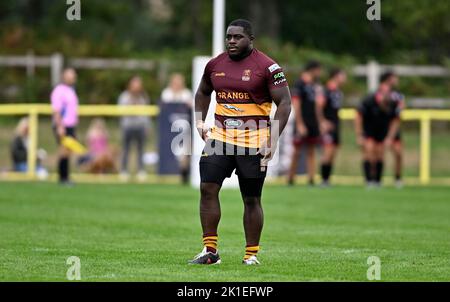 Bedford. Vereinigtes Königreich. 10. September 2022. Championship Rugby. Ampthill Rugby V Trikot Reds . Ampthill Rugby Club. Bedford. Warren (Ampthill) während des Rugby-Spiels der Ampthill Rugby V Jersey Reds Championship. Stockfoto