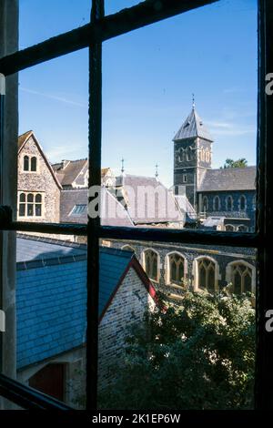 Blick auf die St. Augustine's Church von The Grange, Augustus Pugins neugotisches Familienhaus in Ramsgate Kent. Stockfoto