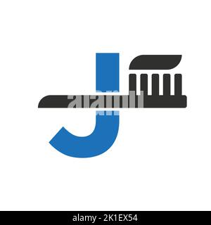 Anfangsbuchstabe J Dental Logo mit Zahnbürste Symbol-Vorlage kombinieren Stock Vektor