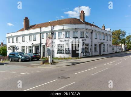 Historisches Gebäude Dolphin Hotel geschlossenes öffentliches Haus, Felixstowe, Suffolk, England, Großbritannien Stockfoto