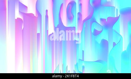 Abstrakte Illustration in holografischer Farbe und Pixel-Sortiereffekt, futuristische Tapete. Stockfoto