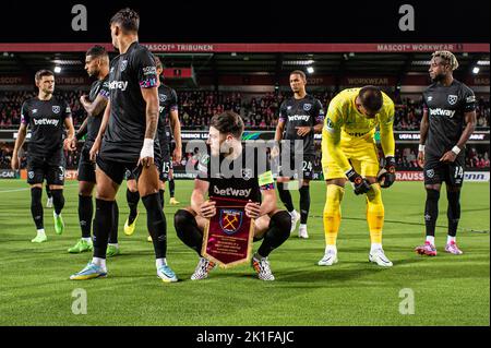 Silkeborg, Dänemark. 15., September 2022. Declan Rig (41) aus West Ham, gesehen während des UEFA Europa Conference League-Spiels zwischen Silkeborg IF und West Ham im JYSK Park in Silkeborg. (Foto: Gonzales Photo - Morten Kjaer). Stockfoto