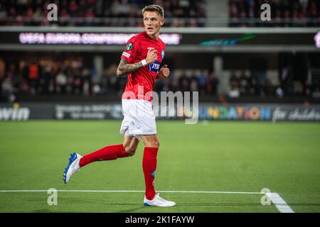 Silkeborg, Dänemark. 15., September 2022. Oliver Sonne (5) von Silkeborg, WENN er während des UEFA Europa Conference League-Spiels zwischen Silkeborg IF und West Ham im JYSK Park in Silkeborg gesehen wurde. (Foto: Gonzales Photo - Morten Kjaer). Stockfoto