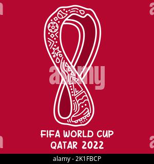 Ein Vektordesign im Doodle-Stil für die FIFA-Weltmeisterschaft 2022 in Katar Stock Vektor