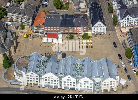 Luftaufnahme, großer Markt am Willibrordi-Dom, evang. kirche, Wesel, Niederrhein, Nordrhein-Westfalen, Deutschland, Gastronomie im Freien, DE, Dom, Europ Stockfoto