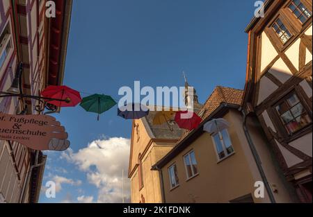 Fachwerkhäuser in der historischen Altstadt von Hofheim am Taunus, Deutschland Stockfoto