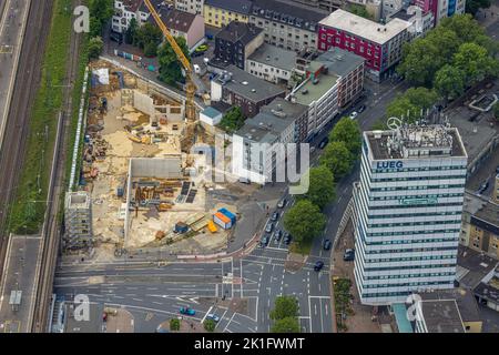 Luftaufnahme, Parkhaus Neubau P7 am Südring nahe Hauptbahnhof, Lueg Hochhaus, Gleisdreieck, Bochum, Ruhrgebiet, Nordrhein-Westfalen, Deutschland Stockfoto