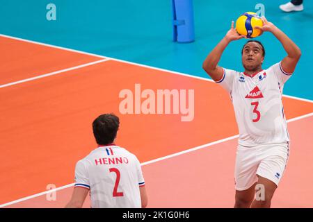 17. September 2022, Montesilvano, Pescara, Italien: Anatole Chaboissant (FRA) im Einsatz während der CEV U20 Volleyball Europameisterschaft 2022 in Montesilvano (Bildnachweis: © Elena Vizzoca/Pacific Press via ZUMA Press Wire) Stockfoto