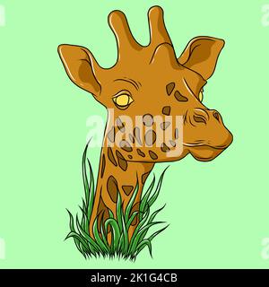 Giraffe niedlichen Tier Gesicht isoliert flach Cartoon Kopf. Vektor Kamelopard lustige kindische Maske, Kinder Safari oder Dschungel Säugetier Avatar. Niedliche Comic-Emoticon e Stockfoto