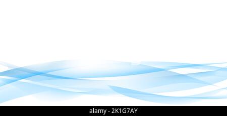 Banner von fließenden Wellen auf weißem Hintergrund. Speicherplatz kopieren Stockfoto