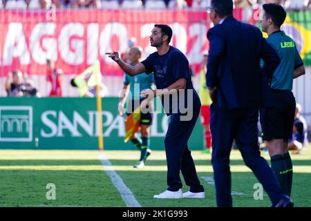 Der Cheftrainer Rafaele Palladino (AC Monza) während der italienischen Meisterschaft Serie A Fußballspiel zwischen Monza und Juventus Torino am 18. September 2022 im Brianteo-Stadion in Monza, Italien - Foto Morgese-Rossini/DPPI Stockfoto