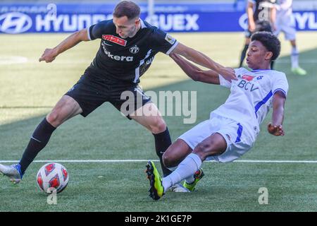 Lausanne, Schweiz. 09. August 2022. Donis Avdijaj vom FC Zürich (18) ist während des Schweizer Fußballcups 2022-2023 im Einsatz. Der Schweizer Fußball-Cup 2022-20223 fand im Stadion Tuiliere in Lausanne zwischen dem FC Lausanne-Sport und dem FC Zürich statt. (Foto: Eric Dubost/Sipa USA) Quelle: SIPA USA/Alamy Live News Stockfoto