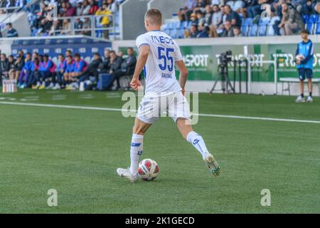 Lausanne, Schweiz. 09. August 2022. Gianluca Gaudino vom FC Lausanne Sport (55) ist während des Schweizer Fußballcups 2022-2023 im Einsatz. Der Schweizer Fußball-Cup 2022-20223 fand im Stadion Tuiliere in Lausanne zwischen dem FC Lausanne-Sport und dem FC Zürich statt. (Foto: Eric Dubost/Sipa USA) Quelle: SIPA USA/Alamy Live News Stockfoto