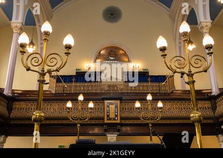 Garnethill Synagogue interior, Glasgow, Schottland, Großbritannien Stockfoto