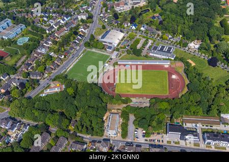 Luftaufnahme, Jahnstadion mit Trainingsgelände, Dieter-Renz-Halle, Südwesten, Bottrop, Ruhrgebiet, Nordrhein-Westfalen, Deutschland, DE, Europa, Fußball Stockfoto