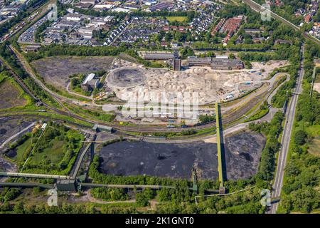 Luftaufnahme, Prosper II-Kollision mit Malakoff-Turm-Windturm, Batenbrock-Süd, Bottrop, Ruhrgebiet, Nordrhein-Westfalen, Deutschland, Bergwerk Pros Stockfoto