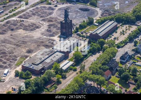 Luftaufnahme, Prosper II-Kollision mit Malakoff-Turm-Windturm, Batenbrock-Süd, Bottrop, Ruhrgebiet, Nordrhein-Westfalen, Deutschland, Bergwerk Pros Stockfoto