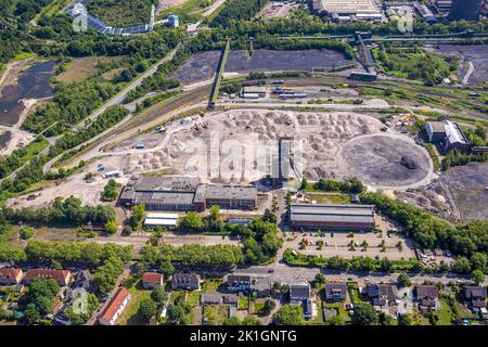 Luftaufnahme, Prosper II-Kollision mit Malakoff-Turm-Windturm, Batenbrock-Süd, Bottrop, Ruhrgebiet, Nordrhein-Westfalen, Deutschland, Bergwerk Pros Stockfoto