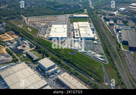 Luftaufnahme, Industriepark Westfalenhütte, Baustelle Prologis Park Dortmund DC2, Westfalenhütte, Walzwerkstraße Sinterstraße Kaiserstuhl Stockfoto