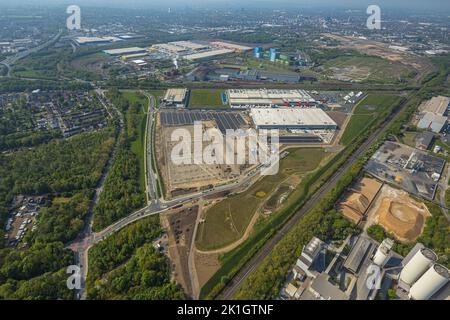 Luftaufnahme, Industriegebiet Westfalenhütte, Baustelle Prologis Park Dortmund DC2, Westfalenhütte, Walzwerkstraße Sinterstraße Kaiserstuhl Stockfoto