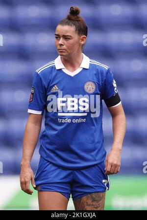 Leicester, Großbritannien. 18.. September 2022. Natasha Flint aus Leicester City während des Spiels der FA Women's Super League im King Power Stadium, Leicester. Bildnachweis sollte lauten: Darren Staples / Sportimage Credit: Sportimage/Alamy Live News Stockfoto