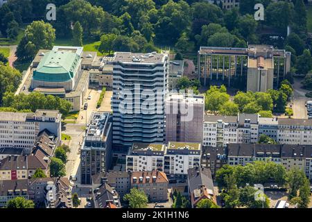 Luftaufnahme, Baustelle Wohnturm Neubau Senior Apartments in der Huyssenallee, Philharmonie Essen, Sheraton Essen Hotel, Südvier Stockfoto