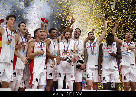 Spanien ist Europameister 2022 Spanien vs Frankreich FIBA EuroBasket 2022 Goldmedaillen-Spiel Endspiel 18.09.2022 Mercedes Benz Arena Berlin © diebilderwelt / Alamy Stock Stockfoto