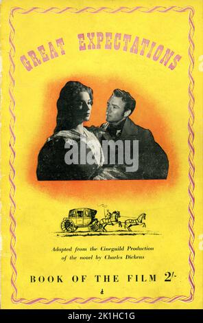 Titelbild des britischen Buches des Films für JOHN MILLS und VALERIE HOBSON in GROSSEN ERWARTUNGEN 1946 Regisseur DAVID LEAN Roman Charles Dickens Cineguild / General Film Distributors (GFD) Stockfoto