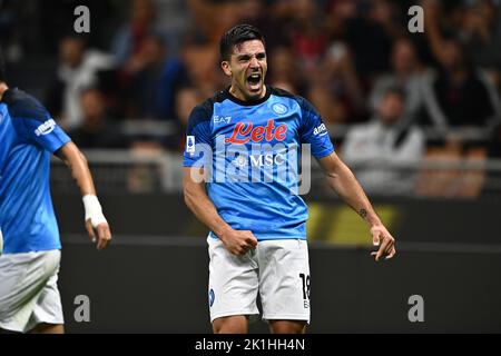 Mailand, Italien. 18. September 2022. Giovanni Simeone (Napoli) ; September 18 ; 2022 - Fußball : Italienische Meisterschaft 2022 2023 ; 7Day ; Spiel zwischen Mailand 1-2 Napoli im Giuseppe Meazza Stadion ; Mailand, Italien; ;( Foto von aicfoto)(ITALIEN) [0855] Credit: Aflo Co. Ltd./Alamy Live News Stockfoto