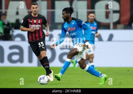Mailand, Italien. 18. September 2022. Italienische Serie A Fußball-Meisterschaft. Mailand gegen Neapel 1-2. Andre Anguissa, Napoli.- Foto Copyright: Cristiano BARNI/ATP images Credit: SPP Sport Press Photo. /Alamy Live News Stockfoto