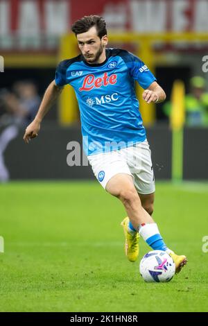 Mailand, Italien. 18. September 2022. Italienische Serie A Fußball-Meisterschaft. Mailand gegen Neapel 1-2. Khvicha Kvaratskhelia, Napoli.- Photo Copyright: Cristiano BARNI/ATP images Credit: SPP Sport Press Photo. /Alamy Live News Stockfoto