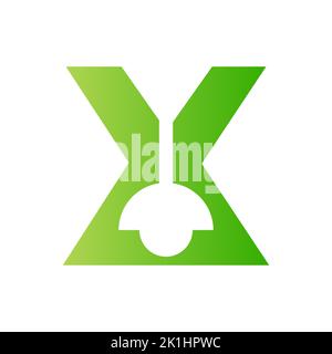 X-Logo der Lampe in Kombination mit einer Vektor-Vorlage für Hängelampen Stock Vektor