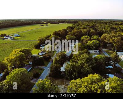 Die Luftaufnahme des Wohngebiets in der Nähe von Millsboro, Delaware, USA Stockfoto