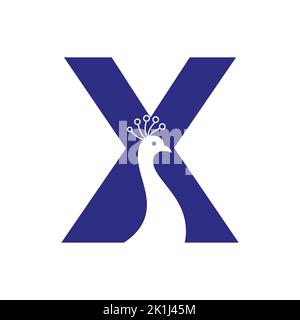 Buchstabe X schöne Pfau Logo Vorlage Vektor-Vorlage Bunte Logo Stock Vektor