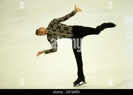 Bergamo, Italien. 18. September 2022. Palaghiaccio IceLab, Bergamo, Italien, 18. September 2022, Matteo RIZZO (Ita), Männer Freilaufen während 2022 ISU Challenger Series Figure Skating - Ice Sports Credit: Live Media Publishing Group/Alamy Live News Stockfoto