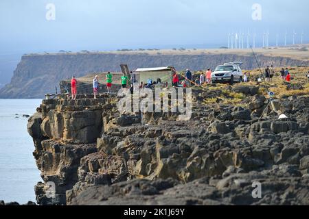 Malerische Eindrücke von der magischen Landschaft und Küste im South Point Park (Ka Lae), Big Island HI Stockfoto