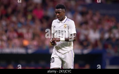 Madrid, Spanien. 19. September 2022. 18.. September 2022; Civitas Metropolitano, Madrid, Spanien: La Liga Santander Football, Atletico de Madrid versus Real Madrid CF: Vinicus Jr Credit: Action Plus Sports Images/Alamy Live News Stockfoto