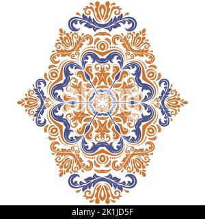Elegante Vintage Vektor vertikale blau und orange Ornament im klassischen Stil. Abstraktes traditionelles Ornament mit orientalischen Elementen. Klassisches Vintage-Muster Stock Vektor