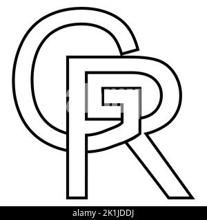 Logo-Zeichen gr rg-Symbol, nft-Zeilensprungbuchstaben g r Stock Vektor