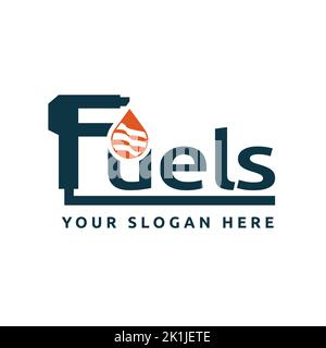 Tröpfchen-Wort-Zeichen-Design-Logo, Kraftstoff Flagge geformt mit Buchstaben F.Symbole, Symbole, Vektor-Design-Vorlagen Stock Vektor