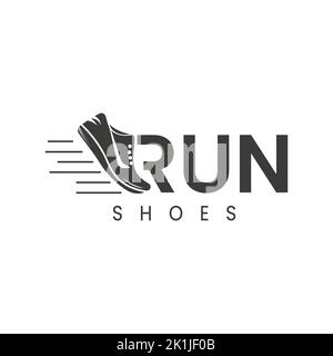 Kreatives Logo zur Darstellung von Wortzeichen, Logo-Vorlage für „R to Run SHOE“-Symbol. Stock Vektor