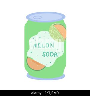 Handgezeichnete niedliche isolierte Cliparts Illustration von Melone Soda Dose Verpackung Stock Vektor
