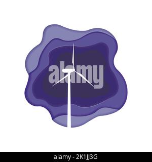 Windkraft-Generator, Windturbine in Papierschnitt-Technik. Stock Vektor