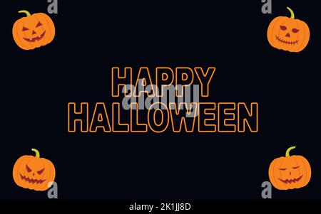 Halloween Grußkarte mit Urlaub Kürbisse. Vektorgrafik. Stock Vektor