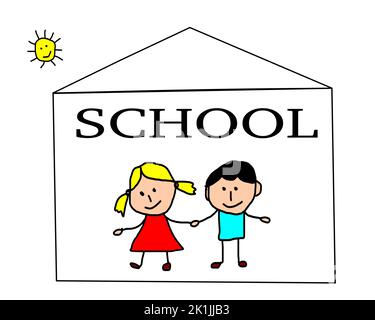 Kids drawing - back to School Konzept greetig Card Stockfoto